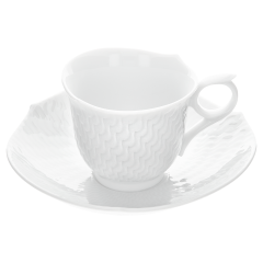 Espresso cup & saucer, Shape "Waves Relief", white, V 0,05 l