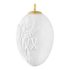 Easter egg with relief, grape hyacinth, white, bisque