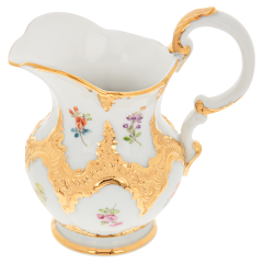 Cream Jug, Shape "B-Form", Strewn flowers, gold (bronze coloured), light, V 0,18 l