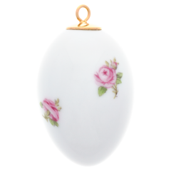 Easter egg, Strewn roses, white rim, H 5 cm