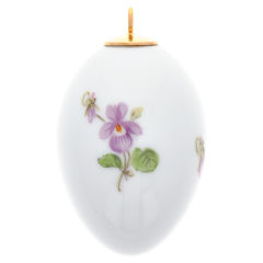 Easter egg, Strewn violets, white rim, H 5 cm