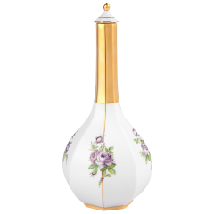 Bottle with "Small bouquets of flowers" in purple and green, H 26 cm