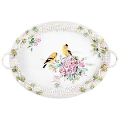 Tray "Flowering splendor with goldfinches", lim. 25, 50 x 34 cm