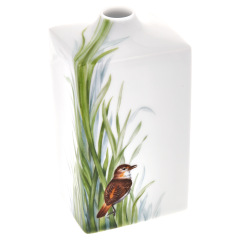 Vase, Shape "MEISSEN® Cosmopolitan", Bird painting, reed warbler in reed, H 15,5 cm