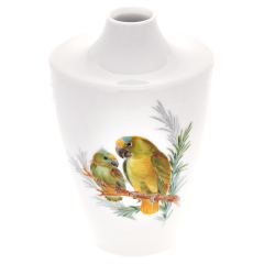 Vase, Shape "MEISSEN® Cosmopolitan", Bird painting, 2 amazons on branch and palm branch, H 18 cm