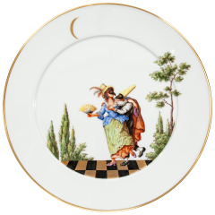 Wall Plate, Shape "No 41", Scene of commedia dell` arte, Ø 33 cm