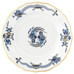 Starter- and Dessert Plate, large, Shape "New Cutout", Court dragon, blue, Ø 22 cm