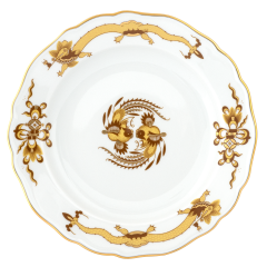 Starter- and Dessert Plate, large, Shape "New Cutout", Court dragon, yellow, Ø 22 cm