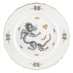 Dinner Plate, large, Shape "New Cutout", Ming dragon, black, Ø 28 cm