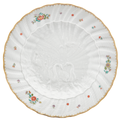 Dinner Plate, Shape "Swan Service", Oriental strewn flowers, gold rim (Swan service), ø 24,5 cm
