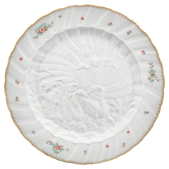 Charger Plate, Shape "Swan Service", Oriental strewn flowers, gold rim (Swan service), Ø 32 cm
