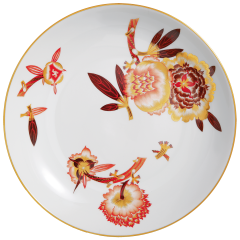 Dish, large, Flowerpainting after Börner, peony, gold rim, num., lim., L 34 cm
