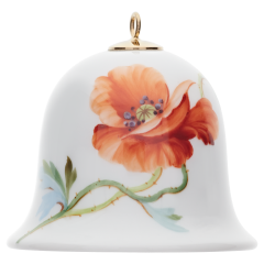 Bell, Wild poppy, red, white rim, H 5 cm