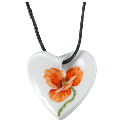 Pendant "Curved heart", Wild poppy, red, 2,5 x 2,5 cm