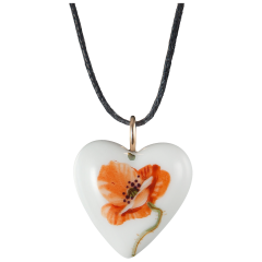 Pendant "Heart size L", Wild poppy, red, 2,4 x 2,1 cm