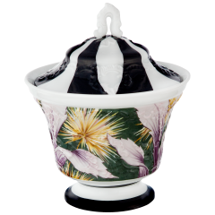 Box, Shape "B-Form", "New Splendour", leaves and abstract blossoms, H 17,5 cm