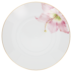 Gourmet Plate, deep, Shape "MEISSEN® Cosmopolitan", "Giant Bloom", Hibiscus, gold rim, Ø 26 cm