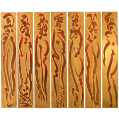 Wall painting "7 Graces", Unique piece Ahmad Moualla, 45 x 53 cm