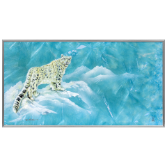 Wall picture with metal frame, New Crystal Glaze - Snow Leopard, H 34 cm