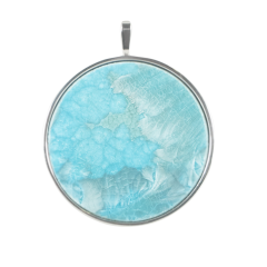 Pendant Crystal Glaze Turquoise with frame in 925 sterling silver, Ø cm