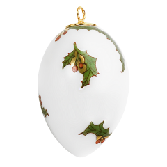 Easter egg, Holly, coloured and gold, white rim, H 5 cm