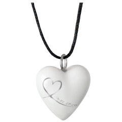 Pendant "Heart size L" with date in Platinum, one-line, 2,4 x 2 cm