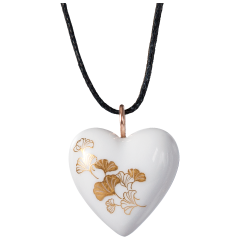 Pendant Heart big loop rose gold, Ginkgo, gold, 2,4 x 2,1 cm
