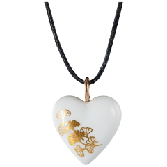 Pendant Heart medium, rose gold, Ginkgo, gold, 2,2 x 1,7 cm