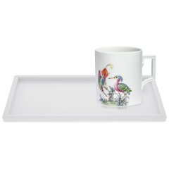 Home office set, 2-pcs, Mug "Fancy Birds", Platter "MEISSEN® Cosmopolitan" white