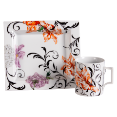 Home office set, 2-pcs, Mug, Vide-Poche, "Flower Ornament"