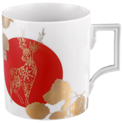 Mug, Shape "Berlin", Deer with golden leaves, red, V 0,25 l