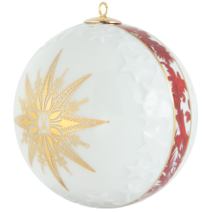 Ball, embossed stars, "Meissen Christmas Star", red, Ø 7 cm