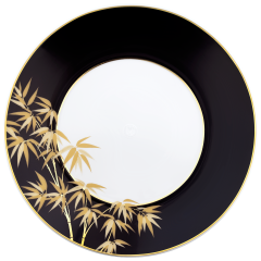 Starter- and Dessert Plate, Shape "MEISSEN® Cosmopolitan", "Golden Bamboo", black, Ø 22,5 cm