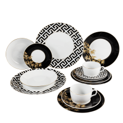 Starter set, 14-pcs for 2 persons, Shape "MEISSEN® Cosmopolitan", "Golden Bamboo", black