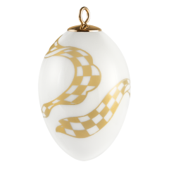Easter egg, Checked pattern, gold, H 5 cm