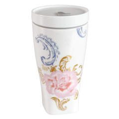 Coffee to go mug with porcelain lid, Shape "nova", "Waves of spring", V 0,35 l