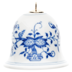Bell, Blue Onion, white rim, H 5 cm