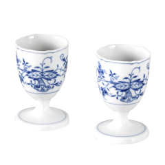Egg Cup-Set, 2-pcs., Shape "New Cutout", Blue Onion, white rim