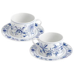 Cappuccino set, 4-pcs, Blue Onion, white rim