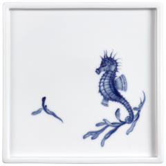 Platter, Shape "MEISSEN® Cosmopolitan", "Blue Treasures", Seahorse, 21 x 21 cm
