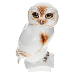 Bird Owl, Coloured, without gold, H 15,5 cm