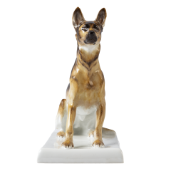 Dog Alsatian, Coloured, without gold, H 18 cm