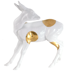 Roe deer, handpainted in Gold, H 22 cm