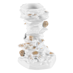 Candlestick Coral, handpainted in Gold, H 13,5 cm