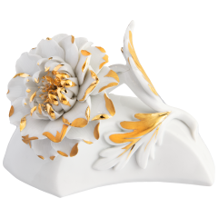 Tabe flower, aster, handpainted in Gold, H 7 cm