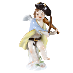Costumed Cupid Boy with Violin, Coloured with gold