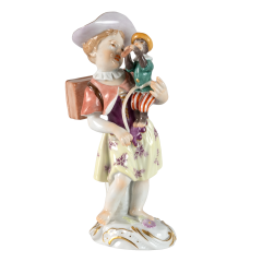 Costumed Cupid Girl with Monkey, Coloured with gold