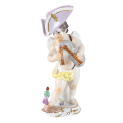 Costumed Cupid Boy with Bagpipes, Coloured with gold