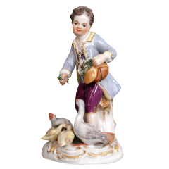 Boy with geese, Coloured with gold