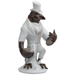 Raven Mr. Time, Coloured with gold, H 20 cm